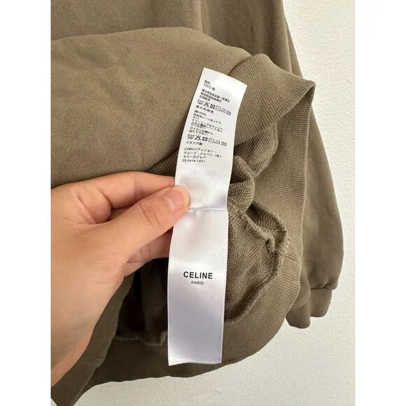 Celine Women's Cropped Hoodie Logo Spellout Autumn/Winter Collection Green Small - Picture 8 of 11